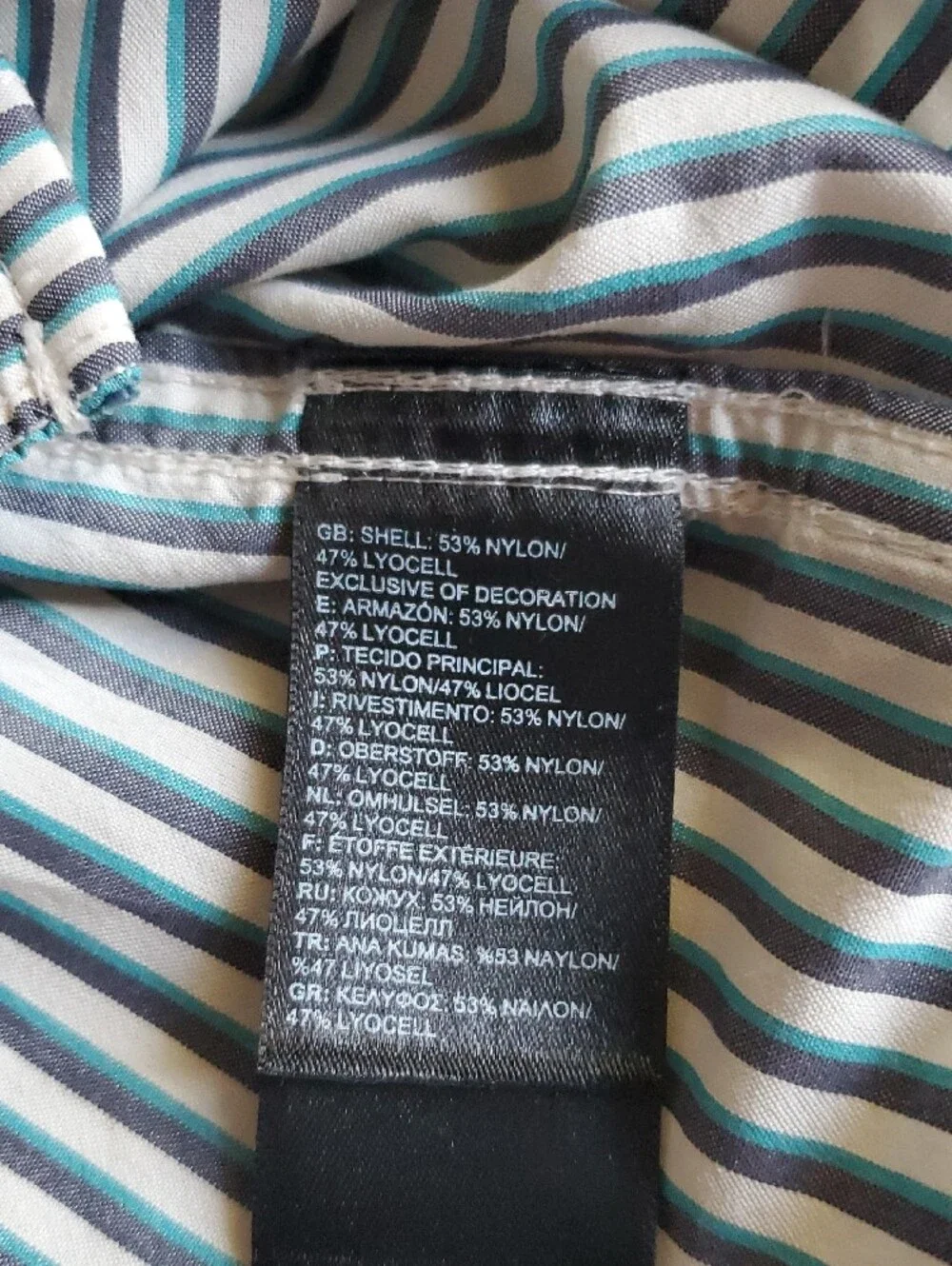 The North Face Men's Black, Green & White Vertical Stripe Button-Down Shirt